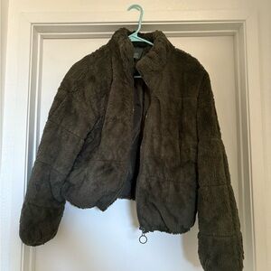 Cozy Olive Green Faux Fur Jacket